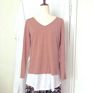 🌞3/$18🌞NWOT J. Jill dusty pink cotton layered top